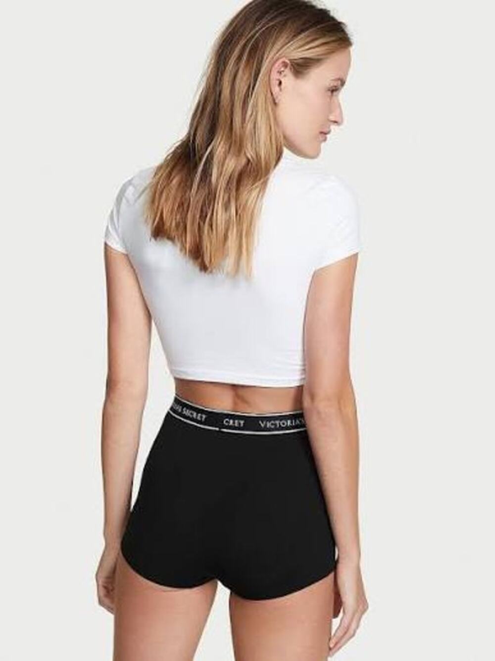 VICTORIA'S SECRET  Cotton Logo Cotton High-Waist Boyshort Panty Black XS NWT NEW